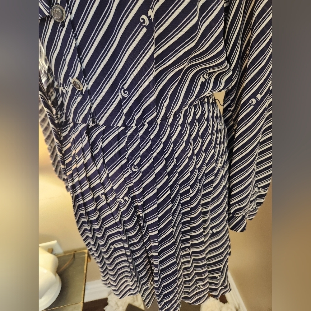 Striped Navy ERGE Dress Size 12 - Picture 4 of 15